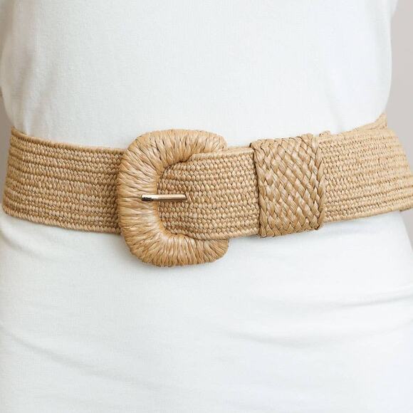 Stretchable Boho Raffia Belt Tan - Picture 1 of 2